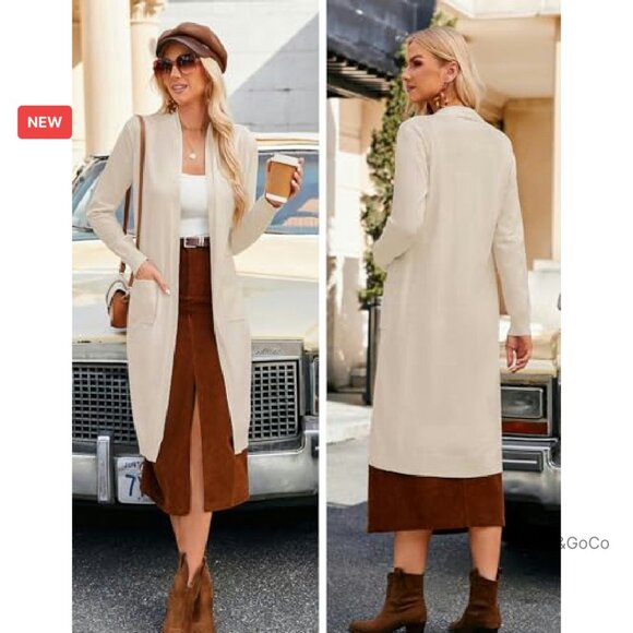 Lightweight Long Cardigan Sweater Open Front Duster Maxi Chic Elegant - Picture 3 of 8